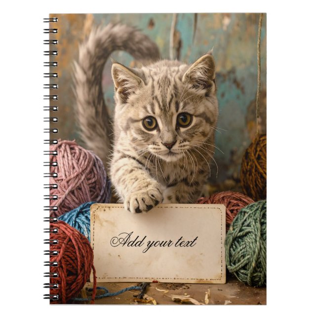 Cute Kitten Personalized Kids Notebook – Pastel Ca (Front)