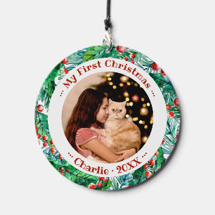Cute Kitten Pet First Christmas Photo Wind Chime