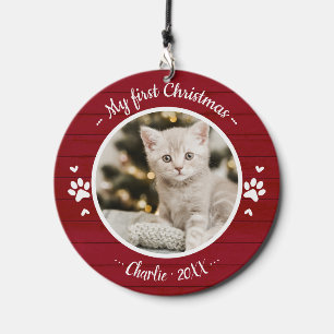 Cute Kitten Pet First Christmas Photo Wind Chime