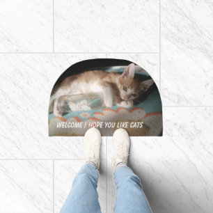 Cute kitten photo humor text welcome Doormat