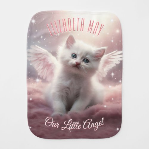 Cute Kitten Pink New Baby Girl Baby Shower Gift  Baby Burp Cloth