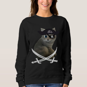 Cute Kitten Pirate wearing eye patch hat fun cat Sweatshirt