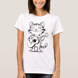 Cute Kitten Playing Guitar T-Shirt – Adorable Musi