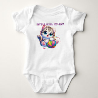 Cute Kitten Playing With Yarn Baby Bodysuit