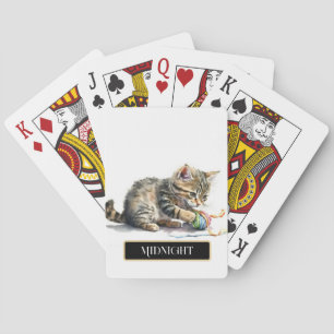 Cute Kitten Playing with Yarn Personalize Poker Cards