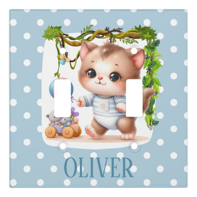 Cute Kitten Polka Dot Elegant Light Switch Cover (Front)