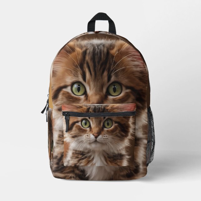 Cute Kitten  Printed Backpack (Front)