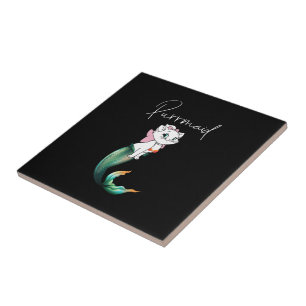 Cute Kitten Purrmaid – Fun Mermaid Cat Design Ceramic Tile