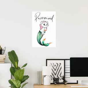 Cute Kitten Purrmaid – Fun Mermaid Cat Design Poster