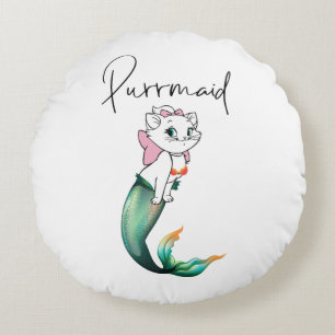 Cute Kitten Purrmaid – Fun Mermaid Cat Design Round Pillow