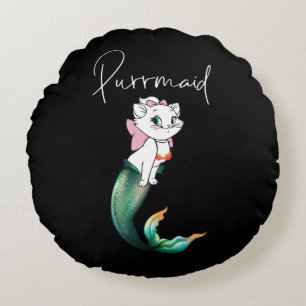 Cute Kitten Purrmaid – Fun Mermaid Cat Design Round Pillow