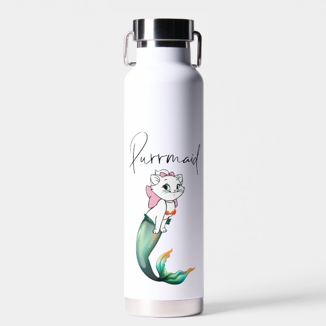 Cute Kitten Purrmaid – Fun Mermaid Cat Design Water Bottle (Front)