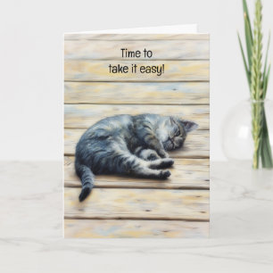 Cute Kitten Resting Relaxing Art Note Card