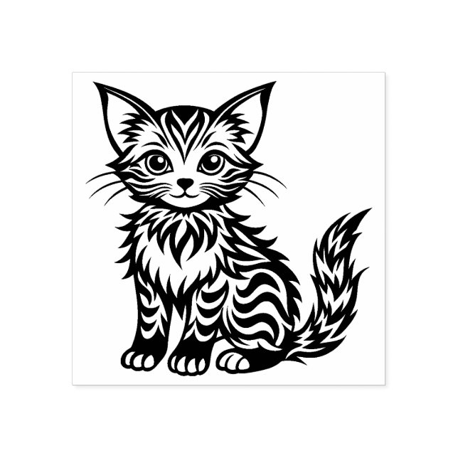 Cute Kitten Rubber Stamp   (Imprint)