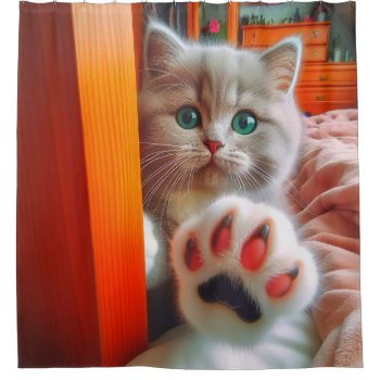Cute Kitten Shower Curtain by MarblesPictures at Zazzle