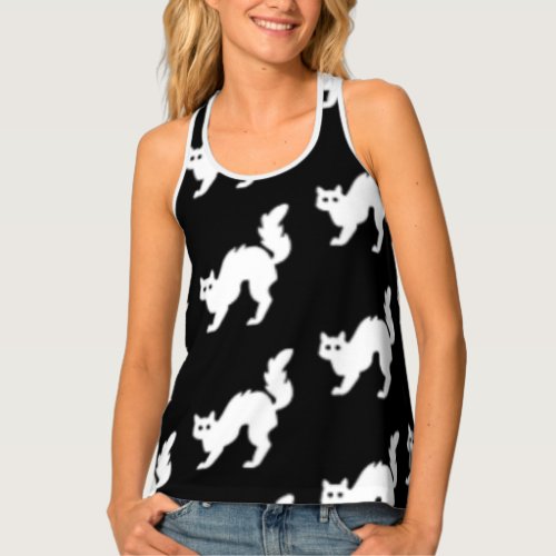 Cute kitten silhouette top in black and white 