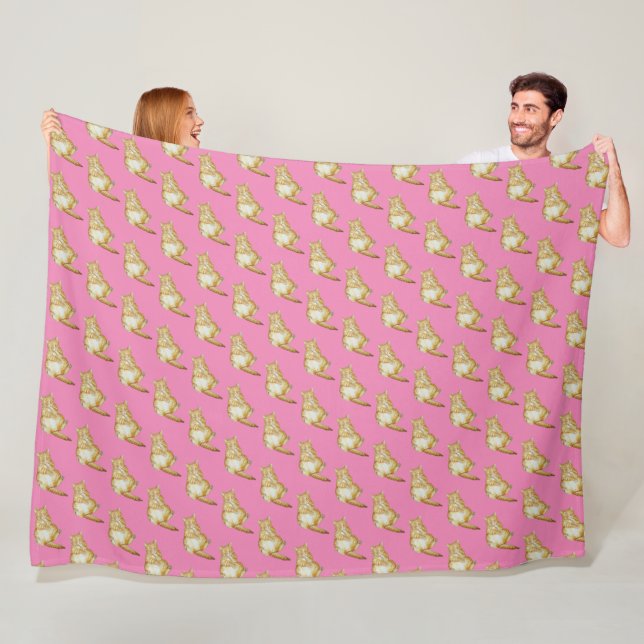 cute kitten sleeping ginger cat fleece blanket (In Situ)