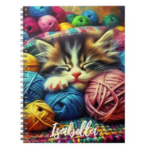 Cute Kitten Sleeping under a Blanket Notebook
