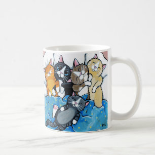 Cute Kitten Sleepover Illustration Coffee Mug