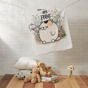 Cute Kitten "Smiles Are Free" Soft Baby Nursery  Blanket