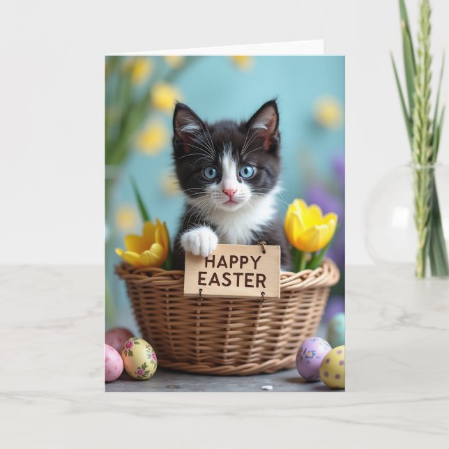 Cute Kitten Spring Holiday Card (Front)