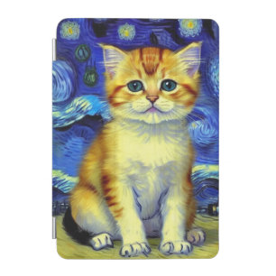 Cute Kitten Starry Night Van Gogh iPad Mini Cover