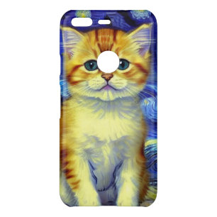 Cute Kitten Starry Night Van Gogh Uncommon Google Pixel Case