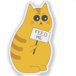 Cute Kitten Sticker; Hungry Cat Sticker