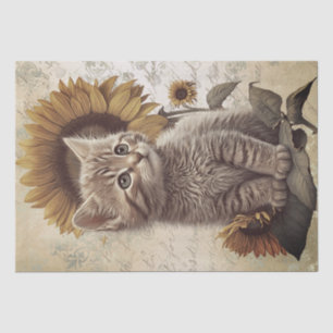 Cute Kitten Sunflower Cat Tissue Paper