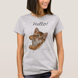 Cute Kitten T-shirt, Hello What's Up? T-Shirt