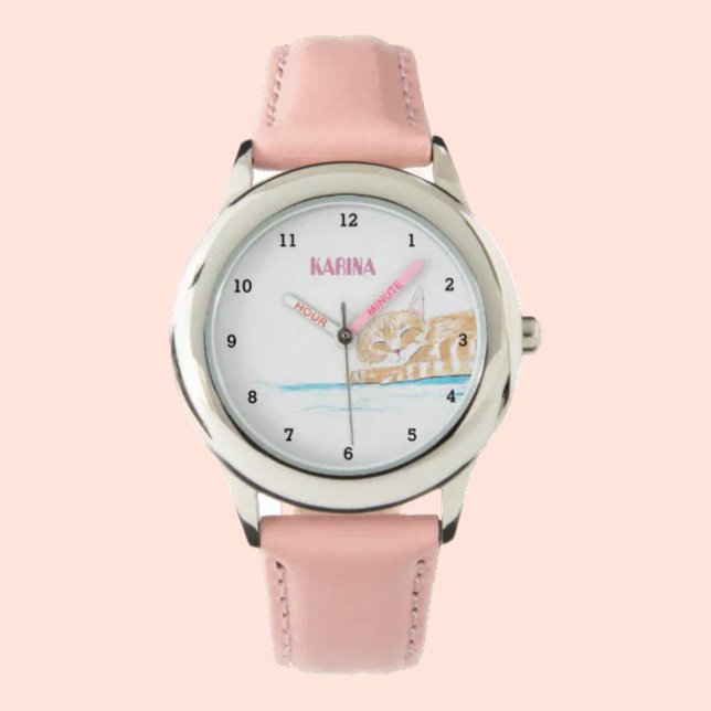 Cute Kitten Tabby Cat Animal Girly Kids Watch (Creator Uploaded)