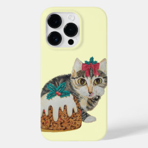 cute kitten tabby cat eating pudding for christmas Case-Mate iPhone 14 pro case
