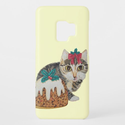 cute kitten tabby cat eating pudding for christmas Case_Mate samsung galaxy s9 case