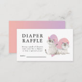 Cute Kitten Theme Twins Baby Shower Diaper Raffle Enclosure Card (Front/Back)