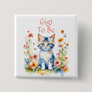 Cute Kitten Themed Gigi to Be Baby Shower Button
