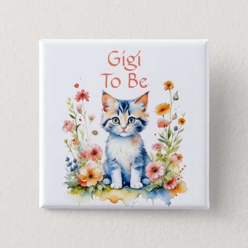 Cute Kitten Themed Gigi to Be Baby Shower Button