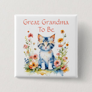 Cute Kitten Themed Grandma to Be Baby Shower Button