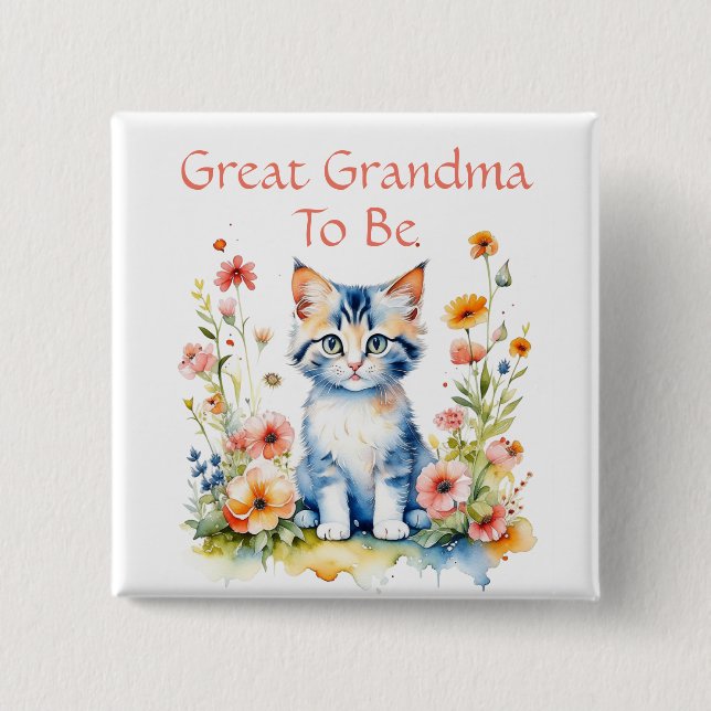 Cute Kitten Themed Grandma to Be Baby Shower Button (Front)