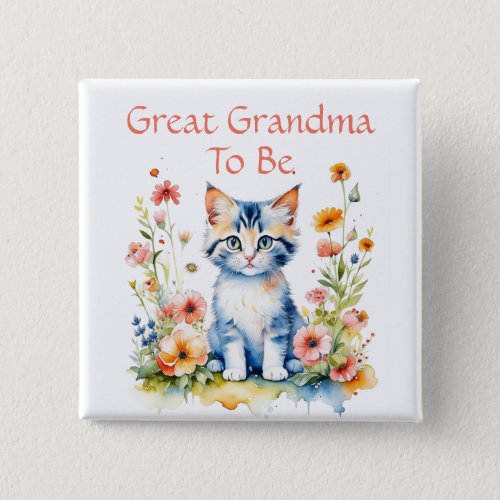 Cute Kitten Themed Grandma to Be Baby Shower Button