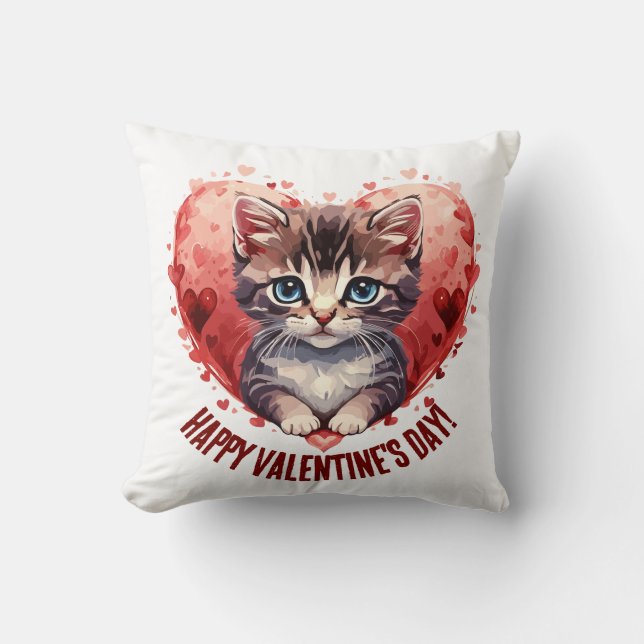 Cute Kitten Throw Pillow (Front)