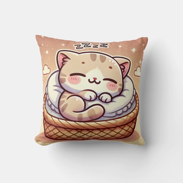 Cute Kitten Throw Pillow – Cute & Soft Home Accent (Front)