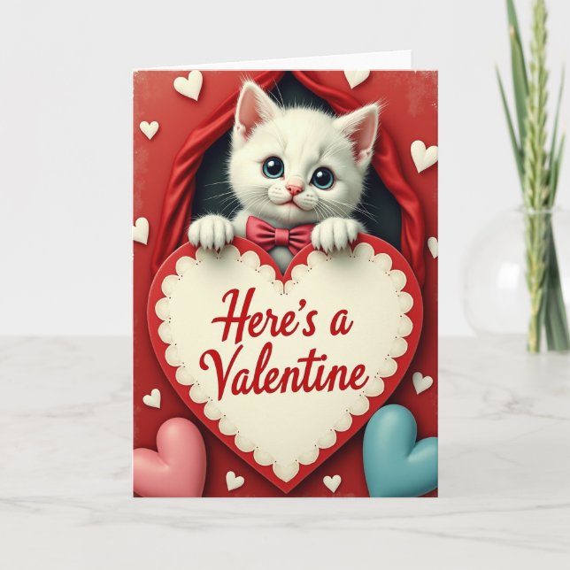 Cute Kitten Valentine Card (Front)