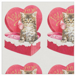 Cute kitten valentine fabric