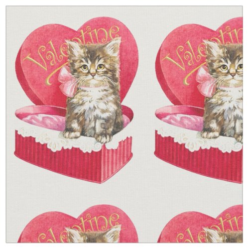 Cute kitten valentine fabric