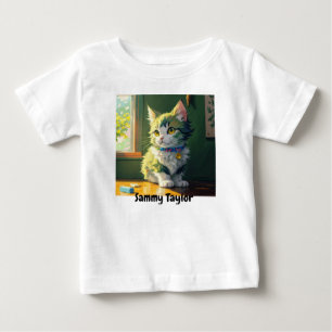 Cute Kitten. Vibrant colors. Editable Baby T-Shirt