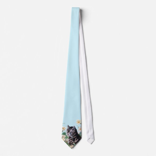 Cute kitten - vintage cat art neck tie (Front)