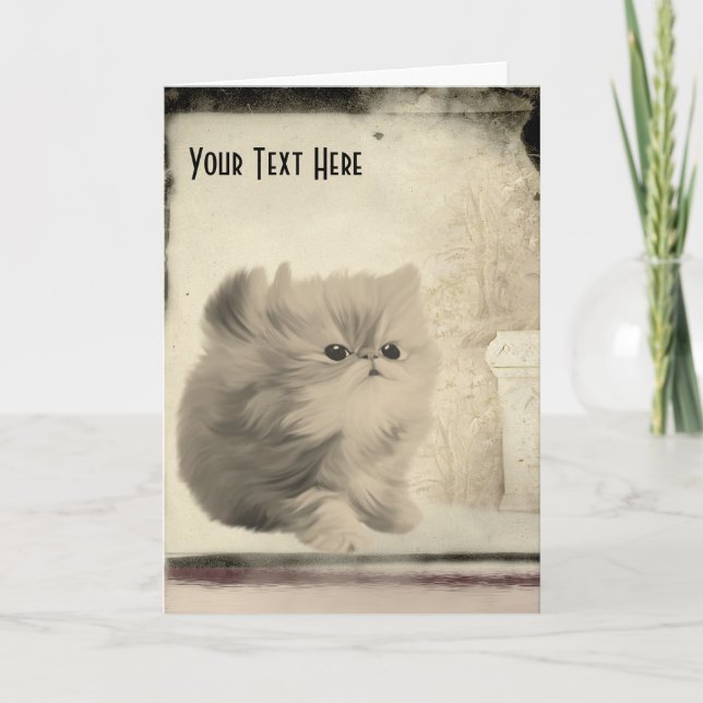 Cute Kitten Vintage Look Animal Photo Card (Front)