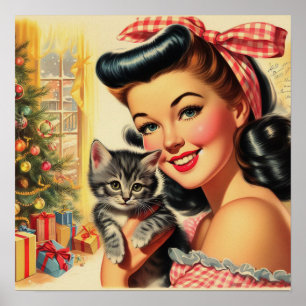Cute Kitten Vintage Pin Up Poster