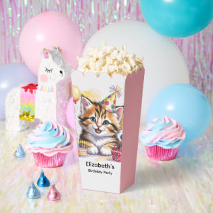 Cute Kitten Watercolor Birthday Party Favor Boxes