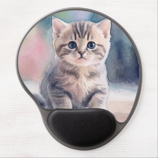 Cute Kitten Watercolor Print Gel Mousepad